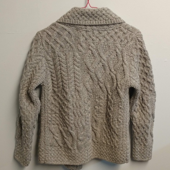 Aran Mor Ireland 100% Merino Wool Cardigan Women's Sweater Cable Knit Shawl S - Picture 4 of 9